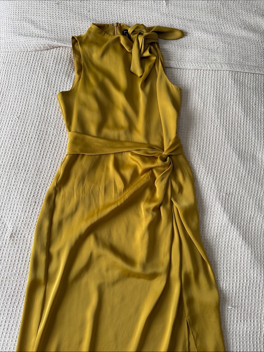 Banana Republic Sleeveless Tie-Detail Midi Dress in Mustard Yellow